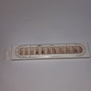 Nude Press-On Nails with Gem Accents